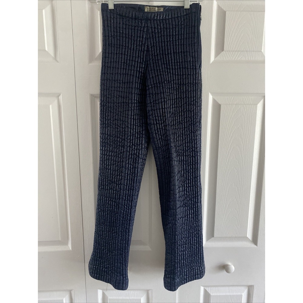 V de V Vintage Quilted Textured Pants Womensā Size 44 Navy Blue High Rise Y2K L